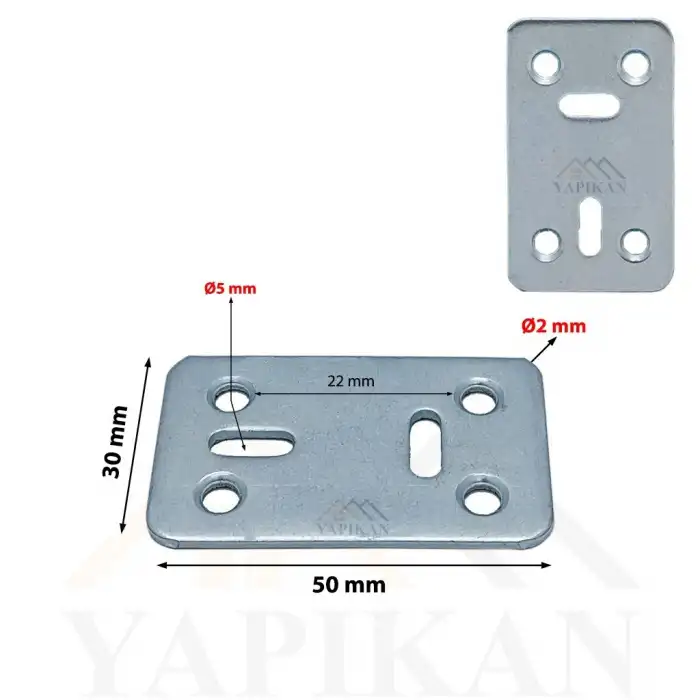 30x50 mm - Düz Gönye Bağlantı Demiri - Düz Köşebent Kenar Köşe Birleştirme Aparatı - (Kod_456)