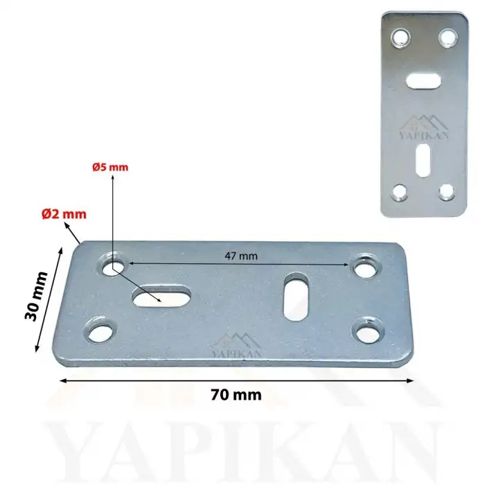 30x70 mm - Düz Gönye Bağlantı Demiri - Düz Köşebent Kenar Köşe Birleştirme Aparatı - (Kod_457)