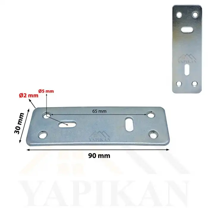30x90 mm - Düz Gönye Bağlantı Demiri - Düz Köşebent Kenar Köşe Birleştirme Aparatı - (Kod_458)