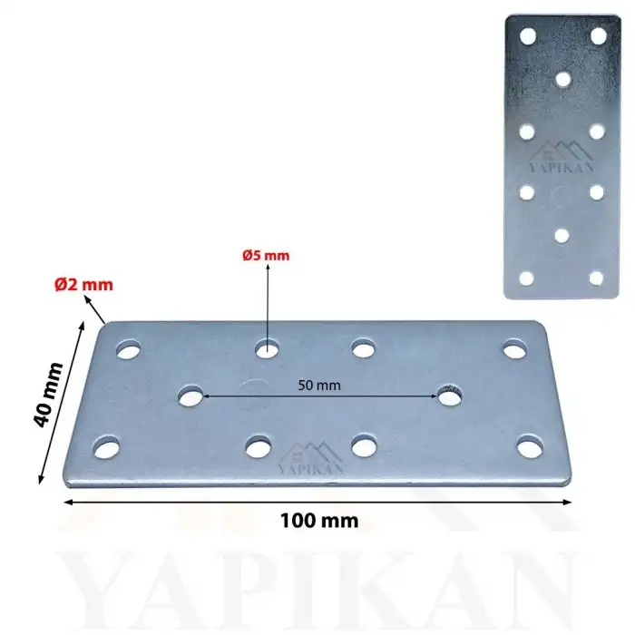 40x100 mm - Düz Gönye Bağlantı Demiri - Düz Köşebent Kenar Köşe Birleştirme Aparatı - (Kod_460)
