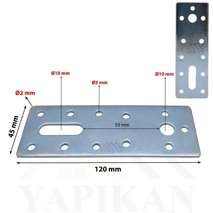 40x120 mm - Düz Gönye Bağlantı Demiri - Düz Köşebent Kenar Köşe Birleştirme Aparatı - (Kod_461)