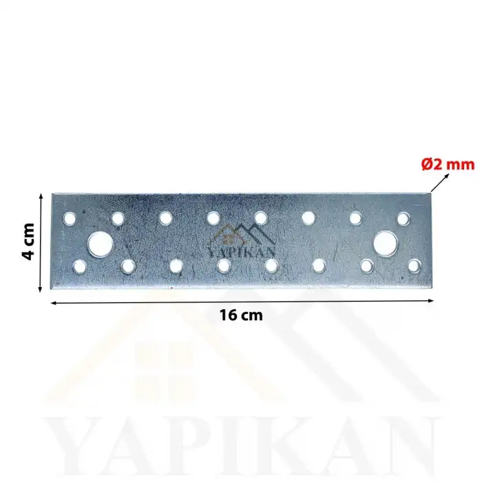 40x160 mm - Uzun Düz Gönye Bağlantı Demiri - Düz Köşebent Kenar Köşe Birleştirme Aparatı - (Kod_478)