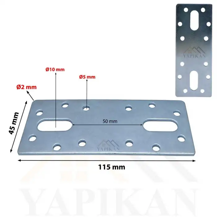 45x120 mm - Düz Gönye Bağlantı Demiri - Düz Köşebent Kenar Köşe Birleştirme Aparatı - (Kod_462)