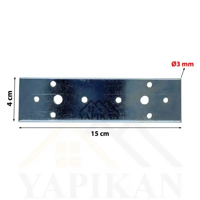 40x150 mm - Ağır Yük Düz Gönye Bağlantı Demiri - Düz Köşebent Kenar Köşe Birleştirme Aparatı - (Kod_469)