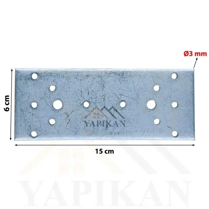 60x150 mm - Ağır Yük Düz Gönye Bağlantı Demiri - Düz Köşebent Kenar Köşe Birleştirme Aparatı - (Kod_470)