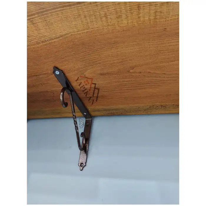 135 x 190 mm - Antik Bakır Ferforje Raf Demiri Ayağı - Dekoratif Raf Altı L Konsol Demiri - Metal Duvar Raf Tutucu Montaj Aparatı