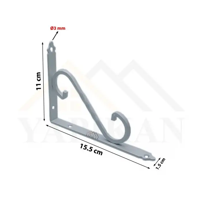110 x 155 mm - Beyaz Ferforje Raf Demiri Ayağı - Dekoratif Raf Altı L Konsol Demiri - Metal Duvar Raf Tutucu Montaj Aparatı