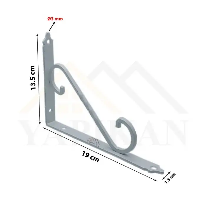 135 x 190 mm - Beyaz Ferforje Raf Demiri Ayağı - Dekoratif Raf Altı L Konsol Demiri - Metal Duvar Raf Tutucu Montaj Aparatı