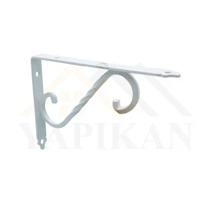 155 x 230 mm - Beyaz Ferforje Raf Demiri Ayağı - Dekoratif Raf Altı L Konsol Demiri - Metal Duvar Raf Tutucu Montaj Aparatı