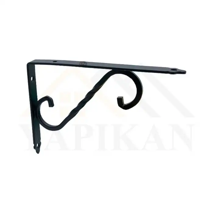 110 x 155 mm - Siyah Ferforje Raf Demiri Ayağı - Dekoratif Raf Altı L Konsol Demiri - Metal Duvar Raf Tutucu Montaj Aparatı