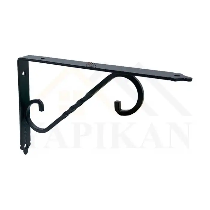 135 x 190 mm - Siyah Ferforje Raf Demiri Ayağı - Dekoratif Raf Altı L Konsol Demiri - Metal Duvar Raf Tutucu Montaj Aparatı