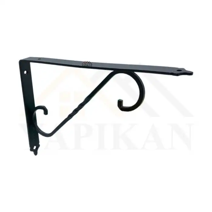 155 x 230 mm - Siyah Ferforje Raf Demiri Ayağı - Dekoratif Raf Altı L Konsol Demiri - Metal Duvar Raf Tutucu Montaj Aparatı