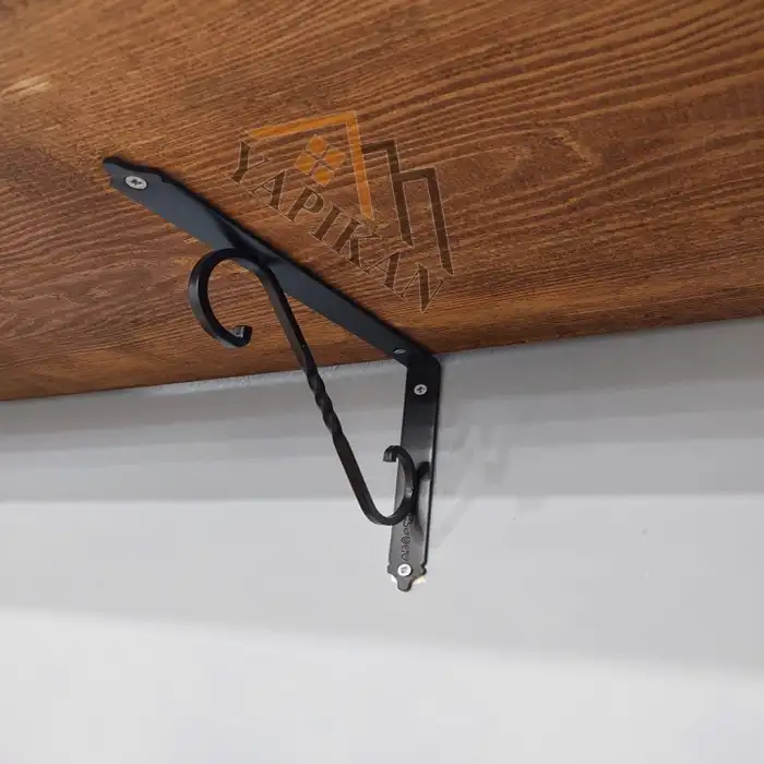 155 x 230 mm - Siyah Ferforje Raf Demiri Ayağı - Dekoratif Raf Altı L Konsol Demiri - Metal Duvar Raf Tutucu Montaj Aparatı