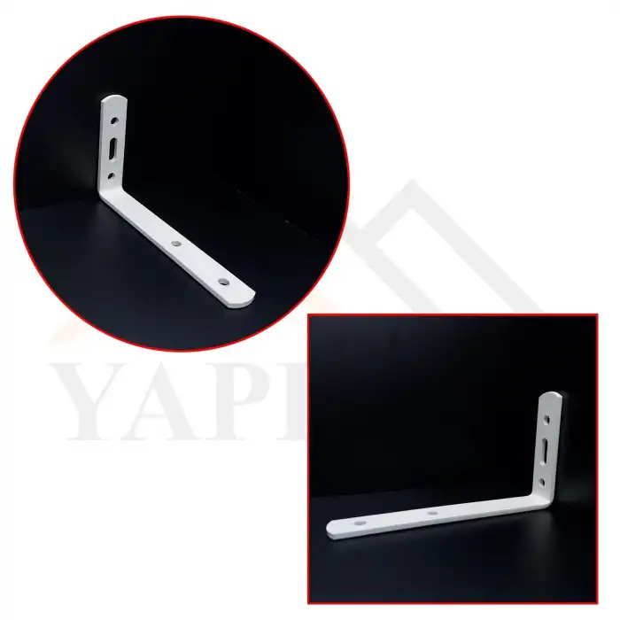 16x60x115 mm - Beyaz Çelik Deprem Dolap Sabitleme Aparatı - Orta Yük Mobilya Eşya Sabitleyici Kit - Şifonyer Tv Ünitesi Masa Kitaplık Duvar Sabitleme L Demiri