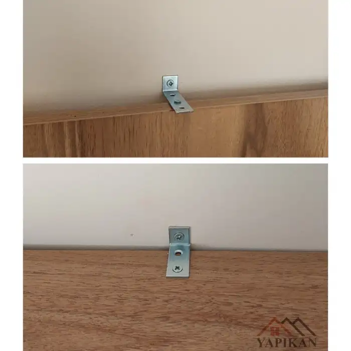 16x35x15 mm - Deprem Dolap Sabitleme Aparatı - Kitaplık Şifonyer Duvara Sabitleyici L Demir - (Kod_643)