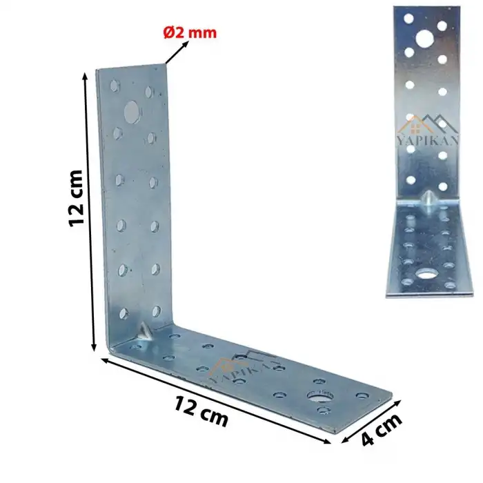 40x120x120 mm - Mobilya Dolap Duvara Sabitleme Montaj Aparatı - L Demir Gönye Köşebent - (Kod_631)