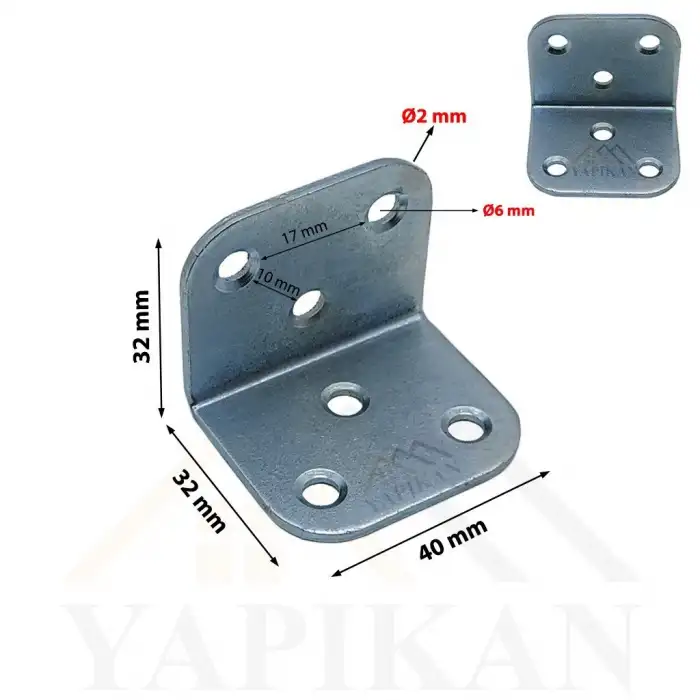 40x32x32 mm - L Demir Gönye Köşebent - Mobilya Dolap Köşe Birleştirme Sabitleme Aparatı - (Kod_623)