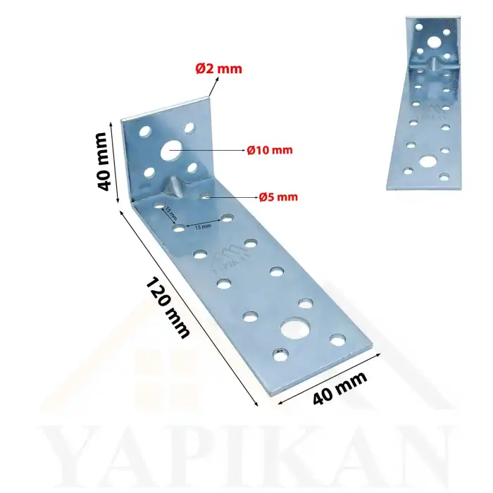 40x40x120 mm - Deprem Dolap Sabitleme Aparatı - Mobilya Gardırop Eşya Duvara Sabitleyici L Demir - (Kod_630)