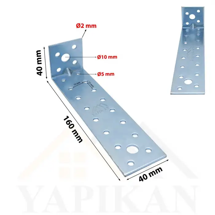 40x40x160 mm - Deprem Dolap Sabitleme Aparatı - Mobilya Gardırop Eşya Duvara Sabitleyici L Demir - (Kod_648)