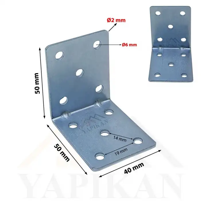 40x50x50 mm - L Demir Gönye Köşebent - Mobilya Dolap Köşe Birleştirme Sabitleme Aparatı - (Kod_610)