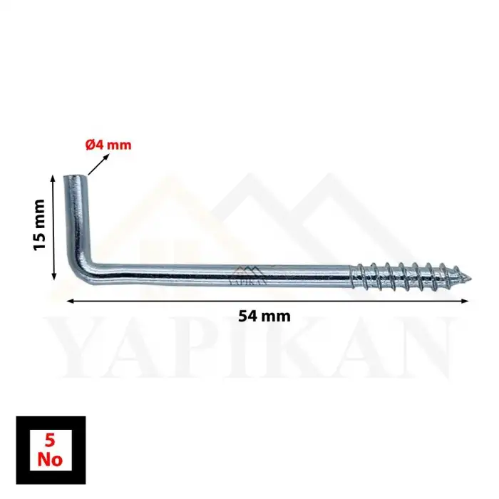Korniş Çivisi No: 5 - L Kanca Demir - L Vida Montaj Askı Aparatı