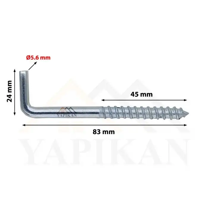 Şofben Çivisi No: 4 - L Kanca Demir - L Montaj Askı Aparatı