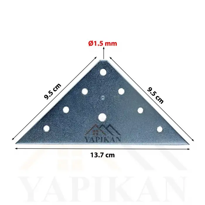 Üçgen Köşe Gönye 1,5x95x137 mm (Kod-500) - Düz Birleştirme Demiri - Mobilya Dolap Kenar Köşe Birleştirme Sabitleme Aparatı