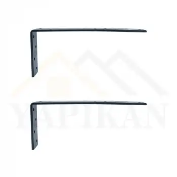30x100x250mm Ağır Yük Köşebent Siyah Renk - 5mm Kalınlıkta Lama Demiri - Dekoratif Raf Altı L Ayak - Duvara Raf Tutucu Montaj Askı Aparatı