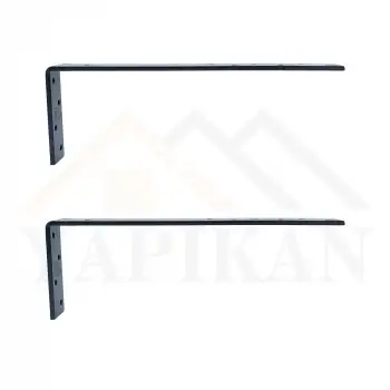30x100x300mm Ağır Yük Köşebent Siyah Renk - 5mm Kalınlıkta Lama Demiri - Dekoratif Raf Altı L Ayak - Duvara Raf Tutucu Montaj Askı Aparatı