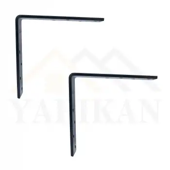 25x100x100mm Ağır Yük Köşebent Siyah Renk - 5mm Kalınlıkta Lama Demiri - Dekoratif Raf Altı L Ayak - Duvara Raf Tutucu Montaj Askı Aparatı