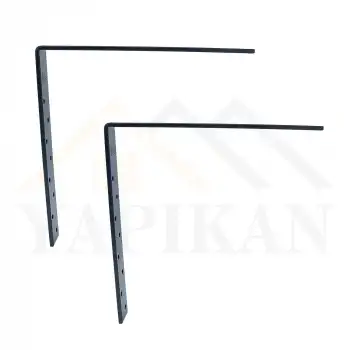 30x250x250mm Ağır Yük Köşebent Siyah Renk - 5mm Kalınlıkta Lama Demiri - Dekoratif Raf Altı L Ayak - Duvara Raf Tutucu Montaj Askı Aparatı