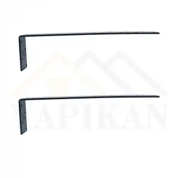 40x100x400mm Ağır Yük Köşebent Siyah Renk - 5mm Kalınlıkta Lama Demiri - Dekoratif Raf Altı L Ayak - Duvara Raf Tutucu Montaj Askı Aparatı