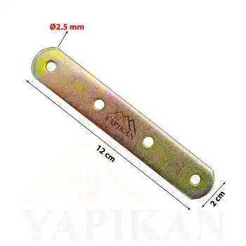 20x120 mm - Orta Yük Düz Gönye Bağlantı Demiri - Yuvarlak Başlı Düz Köşebent Kenar Köşe Birleştirme Aparatı - (Kod_472)