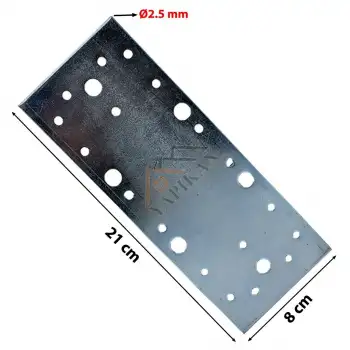 80x210 mm - Orta Yük Düz Gönye Bağlantı Demiri - Düz Köşebent Kenar Köşe Birleştirme Aparatı - (Kod_465)