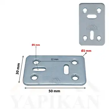 30x50 mm - Düz Gönye Bağlantı Demiri - Düz Köşebent Kenar Köşe Birleştirme Aparatı - (Kod_456)