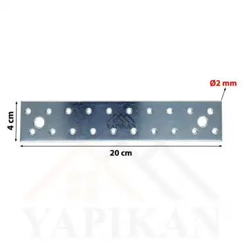40x200 mm - Uzun Düz Gönye Bağlantı Demiri - Düz Köşebent Kenar Köşe Birleştirme Aparatı - (Kod_479)