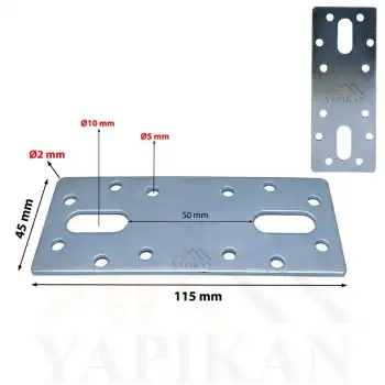 45x120 mm - Düz Gönye Bağlantı Demiri - Düz Köşebent Kenar Köşe Birleştirme Aparatı - (Kod_462)