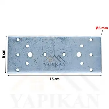60x150 mm - Ağır Yük Düz Gönye Bağlantı Demiri - Düz Köşebent Kenar Köşe Birleştirme Aparatı - (Kod_470)