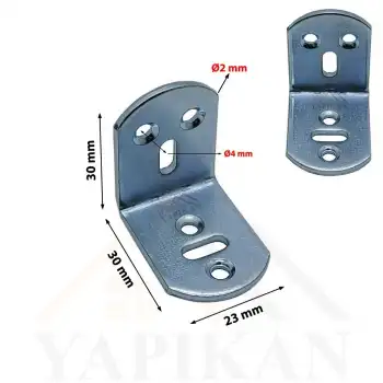 23x30x30 mm - L Demir Gönye Köşebent - Mobilya Dolap Köşe Birleştirme Sabitleme Aparatı - (Kod_628)