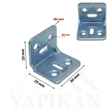 30x25x25 mm - L Demir Gönye Köşebent - Mobilya Dolap Köşe Birleştirme Sabitleme Aparatı - (Kod_606)