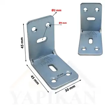 30x45x45 mm - L Demir Gönye Köşebent - Mobilya Dolap Köşe Birleştirme Sabitleme Aparatı - (Kod_608)
