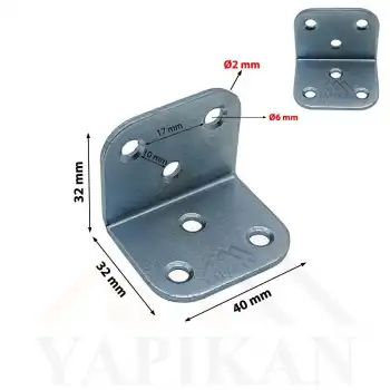 40x32x32 mm - L Demir Gönye Köşebent - Mobilya Dolap Köşe Birleştirme Sabitleme Aparatı - (Kod_623)
