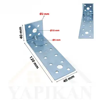 40x40x120 mm - Deprem Dolap Sabitleme Aparatı - Mobilya Gardırop Eşya Duvara Sabitleyici L Demir - (Kod_630)