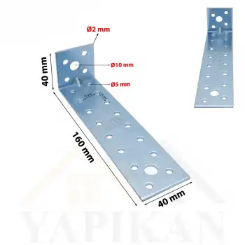 40x40x160 mm - Deprem Dolap Sabitleme Aparatı - Mobilya Gardırop Eşya Duvara Sabitleyici L Demir - (Kod_648)