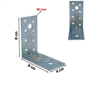 40x80x80 mm - Mobilya Dolap Duvara Sabitleme Montaj Aparatı - L Demir Gönye Köşebent - (Kod_633)