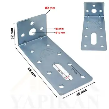 40x88x32 mm - Deprem Dolap Sabitleme Aparatı - Mobilya Gardırop Eşya Duvara Sabitleyici L Demir - (Kod_611)