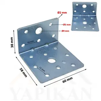 60x58x38 mm - Deprem Dolap Sabitleme Aparatı - Mobilya Gardırop Eşya Duvara Sabitleyici L Demir - (Kod_613)