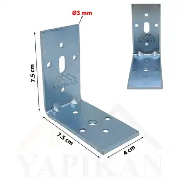 40x75x75 mm - Ağır Yük Mobilya Dolap Sabitleme Aparatı - Duvara Eşya Sabitleyici Montaj Aparatı - L Demir Gönye Köşebent - (Kod_634)
