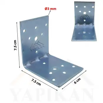 60x75x75 mm - Ağır Yük Mobilya Dolap Sabitleme Aparatı - Duvara Eşya Sabitleyici Montaj Aparatı - L Demir Gönye Köşebent - (Kod_635)