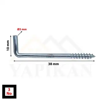 Korniş Çivisi No: 3 - L Kanca Demir - L Vida Montaj Askı Aparatı